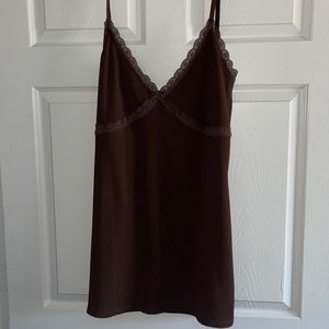 brown lacey dress